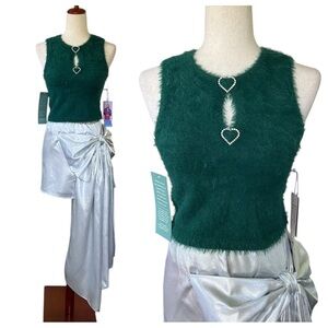 Johnny Wujek Evergreen Fury Sweater Vest With Rhinestone Hearts